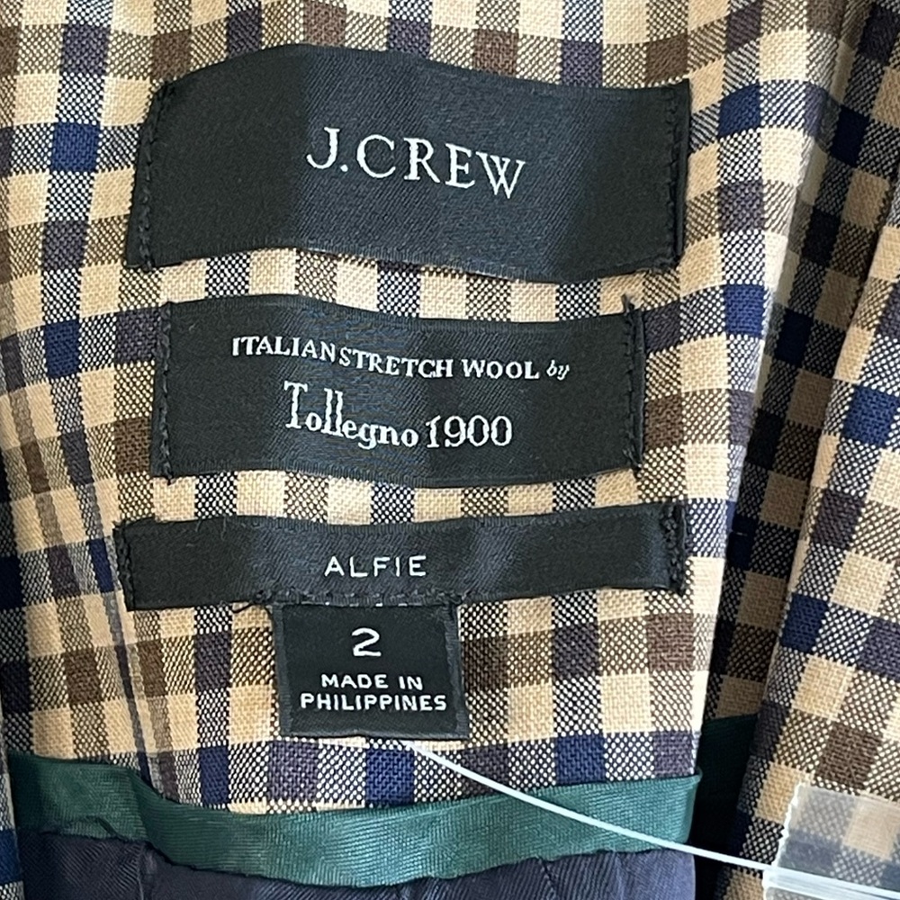 J. Crew Checked Alfie Blazer in Brown, Navy & Cream 2 - Picture 6 of 8